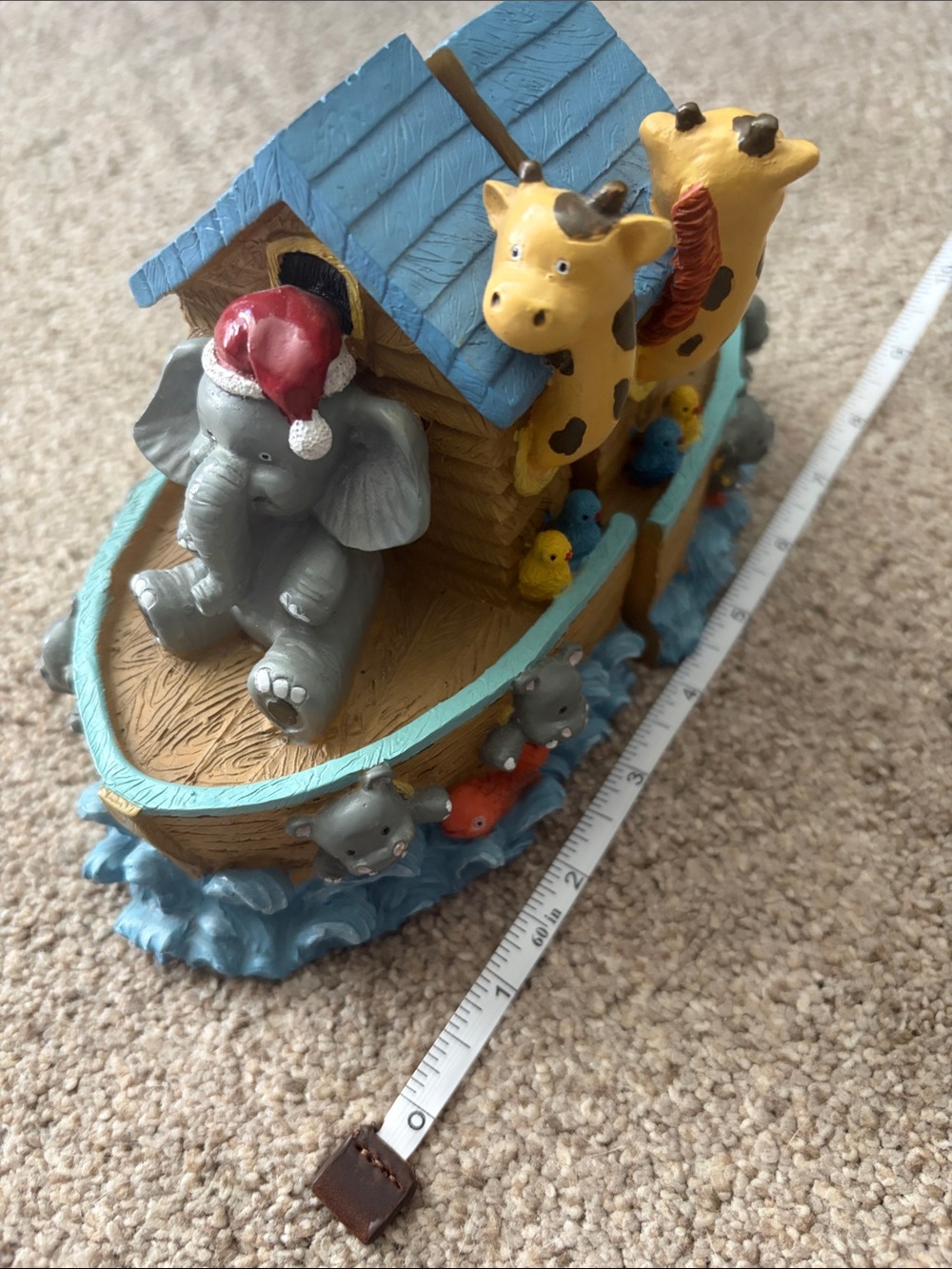 Cute Blue & Yellow Noah's Ark book ends/ shelf accent
